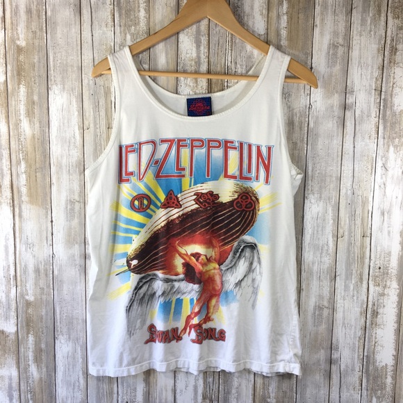 Led Zepplin Tops - Led Zepplin White Tank
